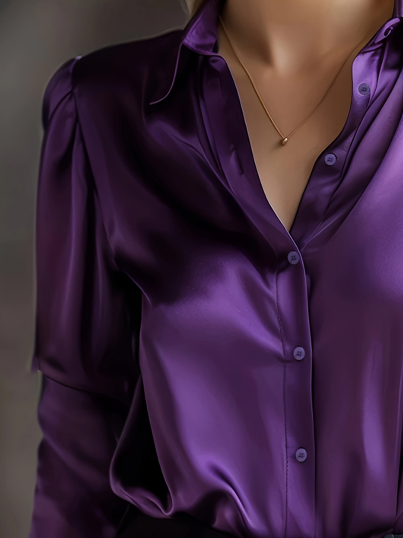 Elegante Dames Blouse met Klassieke Kraag en Lange Mouwen