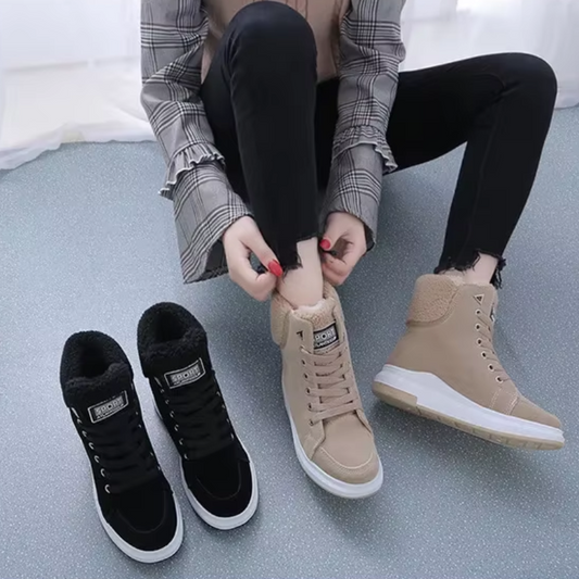 Warme Dames Sneakers met Bontvoering en Hoge Zool