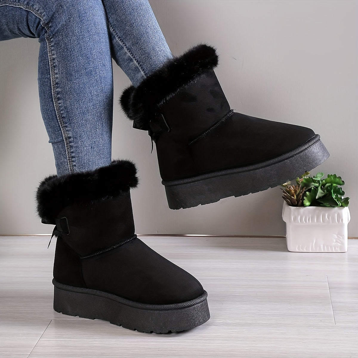 Luxe Dames Enkellaarsjes en Faux Fur Voering