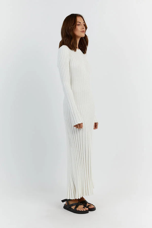 Camelia | Gebreide Maxi Jurk met Lange Mouwen