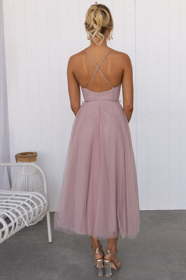 Moxi| Tulle Corset Dress with Spaghetti Straps