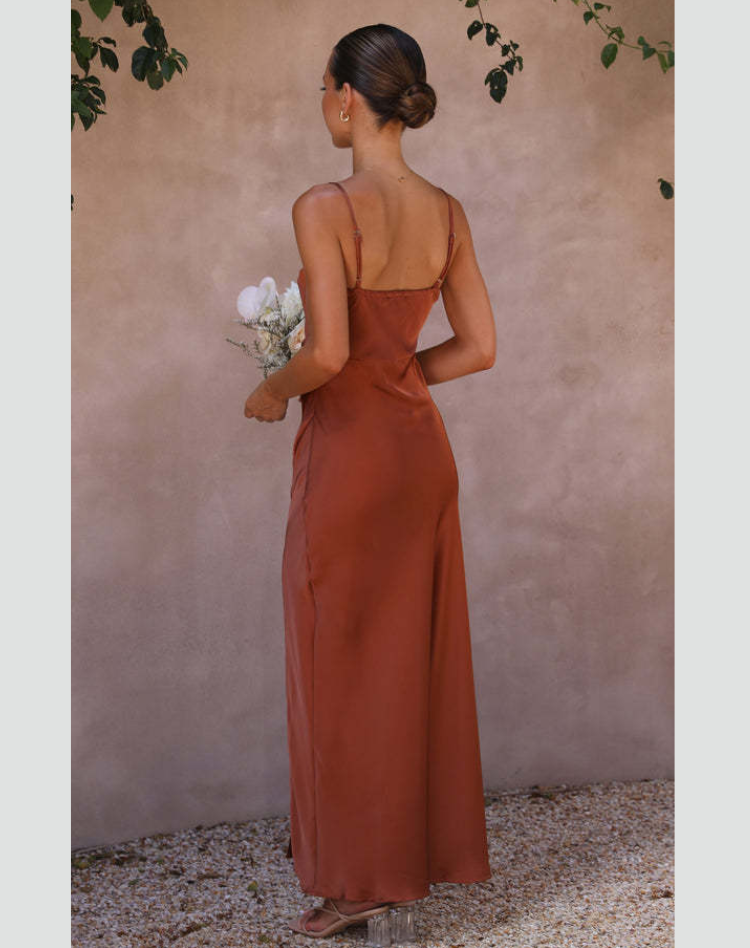 Elegante Dames Jurk met Spaghettibandjes en Zijsplit