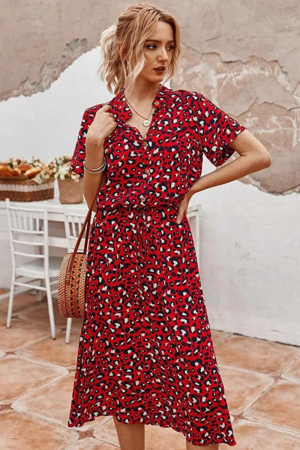 Kaelyn | Vrouwelijke Dotted Midi Jurk