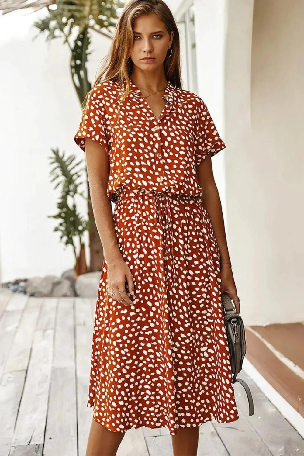 Kaelyn | Vrouwelijke Dotted Midi Jurk