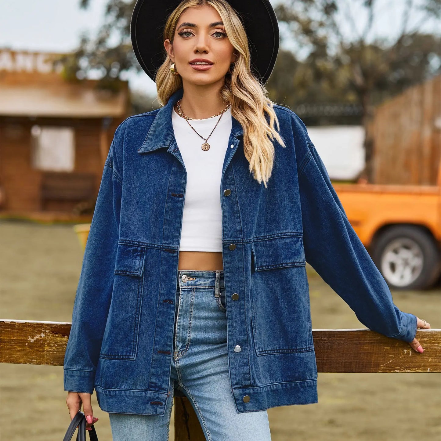 Trendy oversized denim dames jas met comfortabele pasvorm