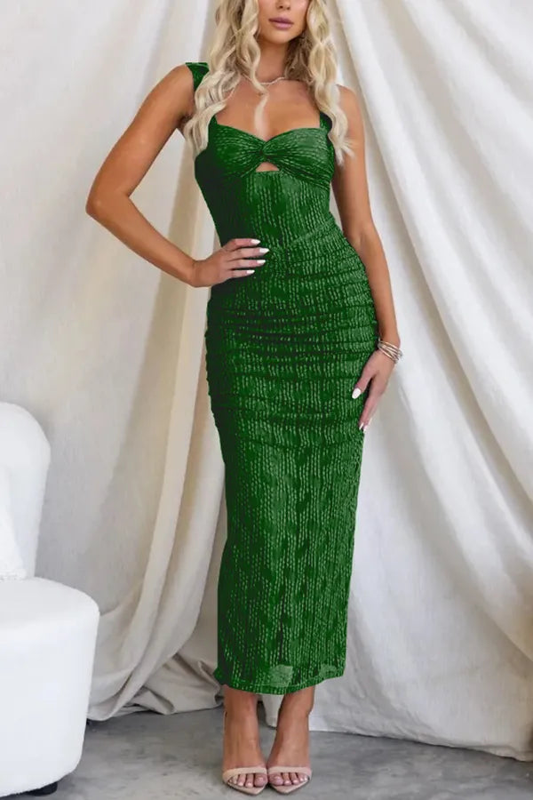 Fionna | Ruched Mesh Maxi Dress