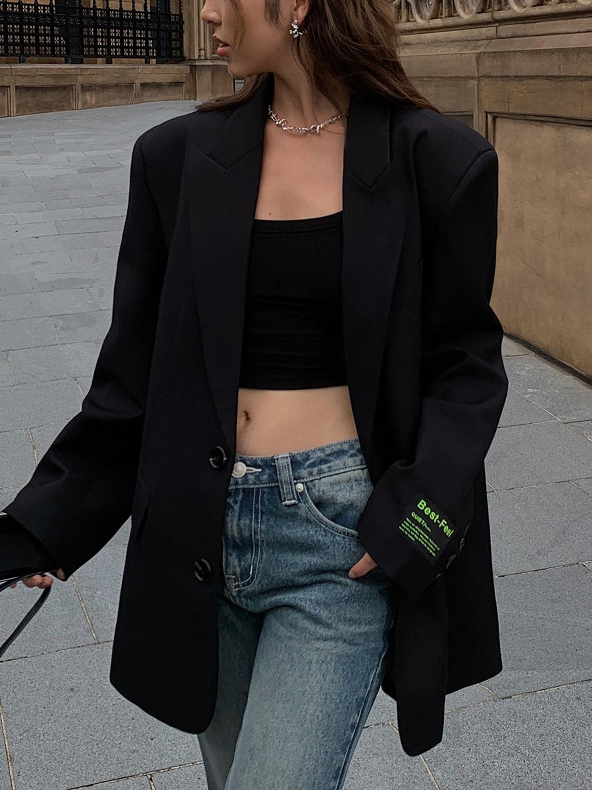 Oversized Stijlvolle Dames Blazer Jurk met Lange Mouwen