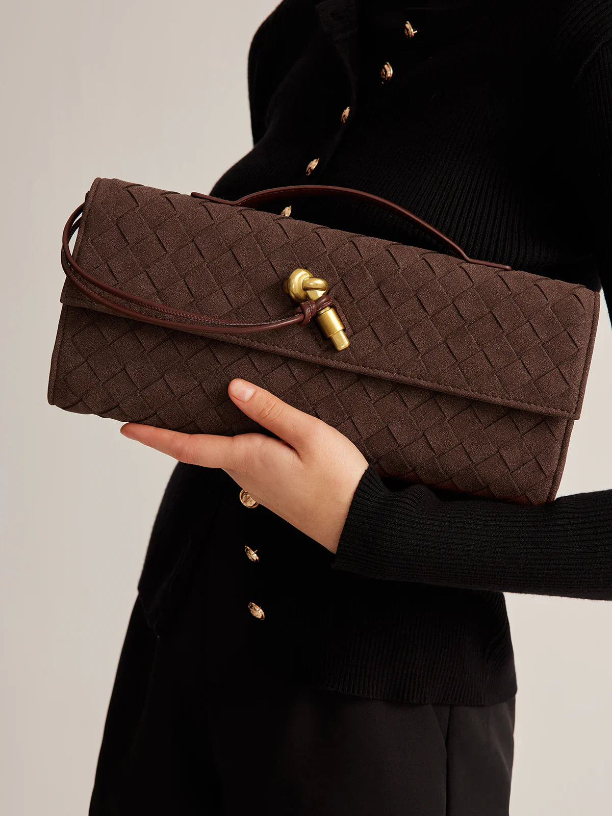 Tanyah | Elegant Brown Woven Clutch