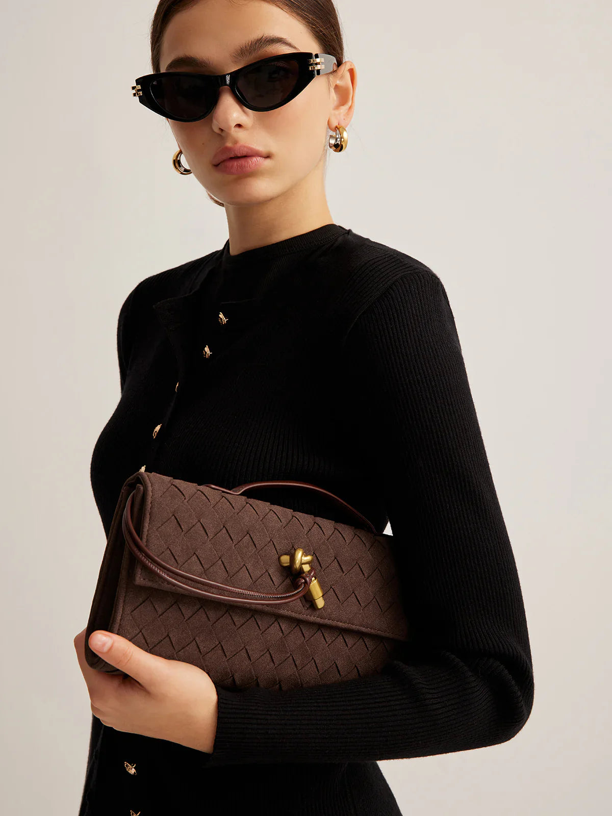 Tanyah | Elegant Brown Woven Clutch