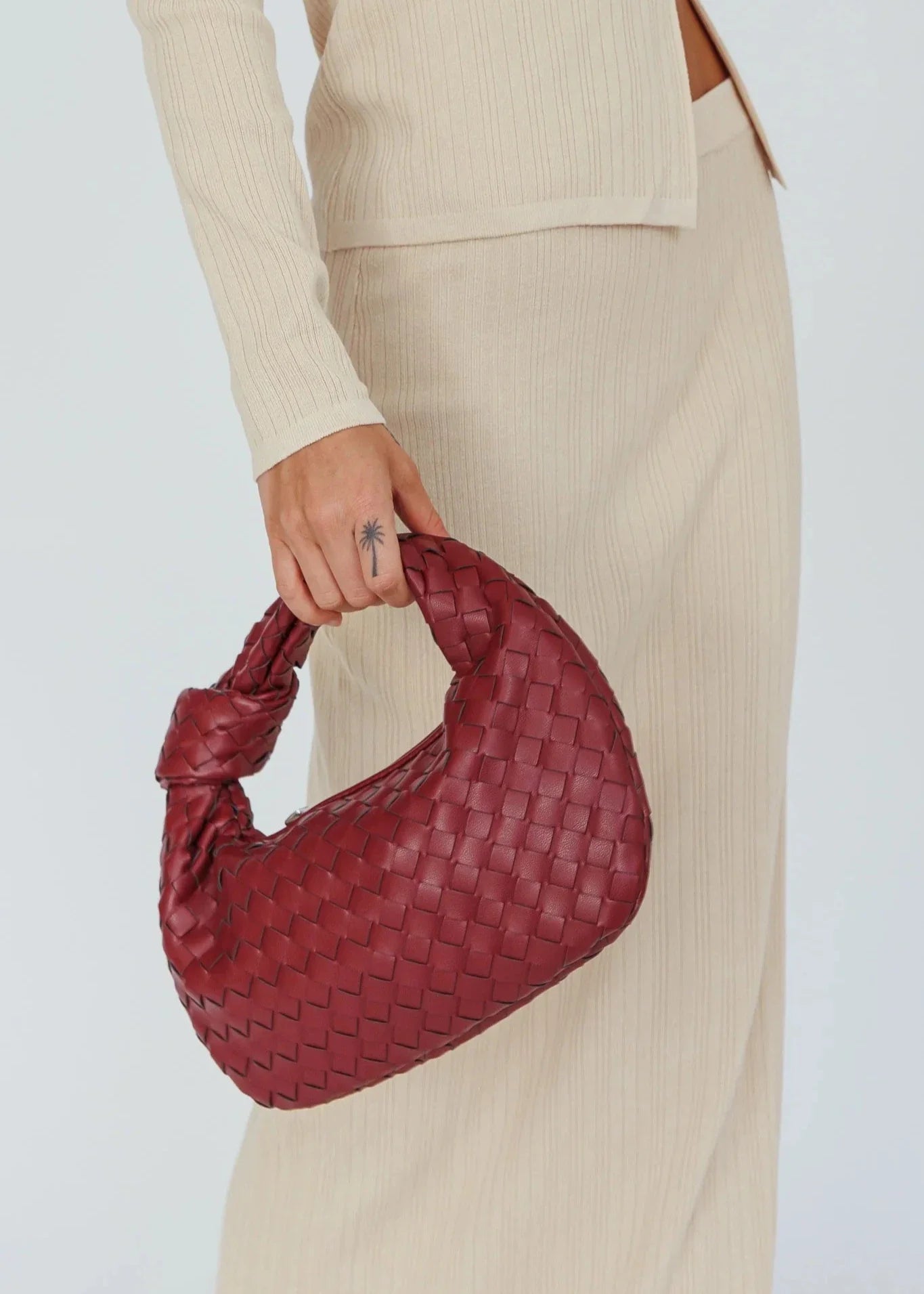 Tinslee | Luxe Woven Bordeaux Bag