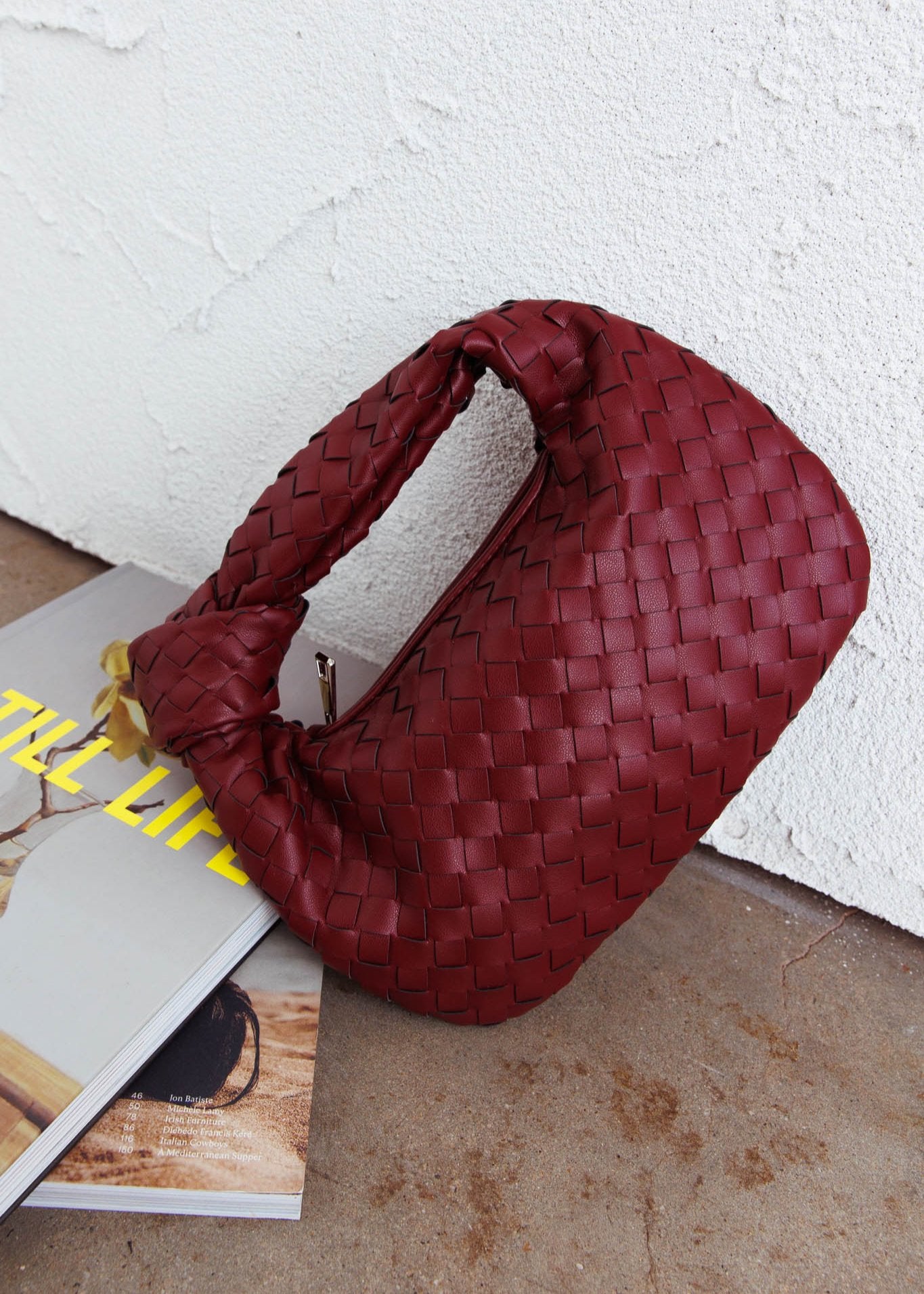 Tinslee | Luxe Woven Bordeaux Bag