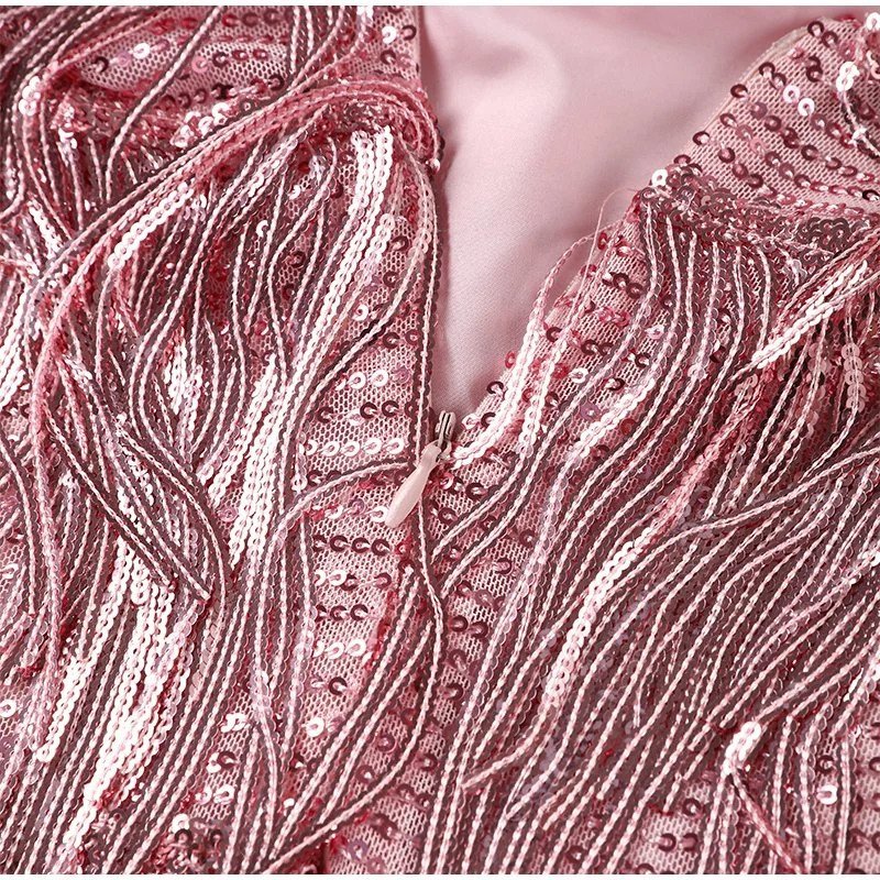 Quinnly | Feestjurk met Veren en Franje