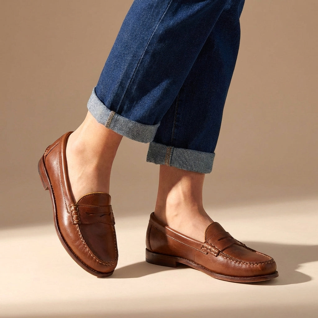 Penny Loafers Voor Dames Met Ronde Neus