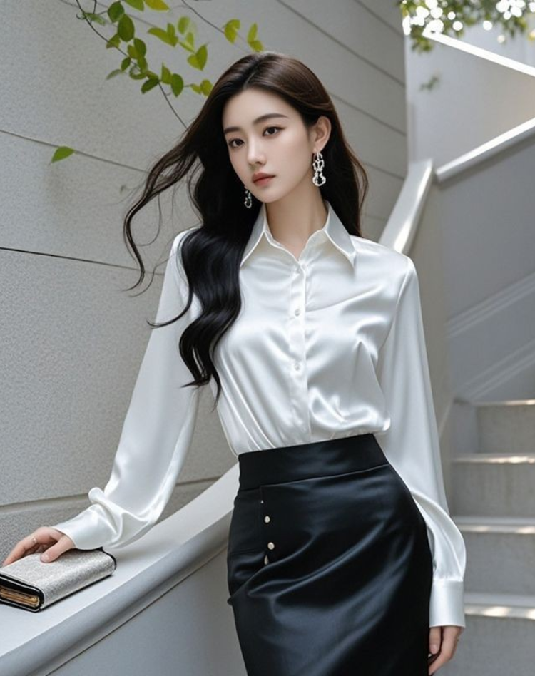 Blouse élégante pour femmes avec col classique et manches longues