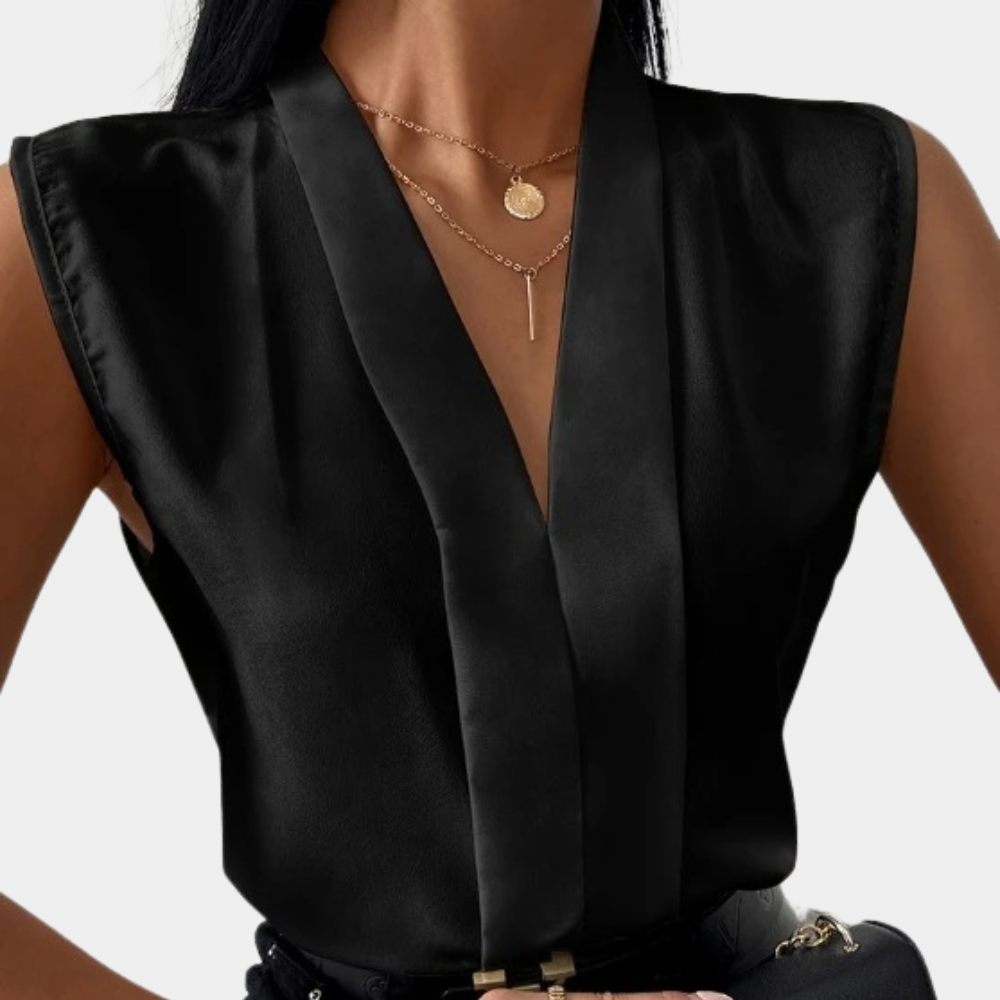 Elegant Stylish Women's Sleeveless Blouse with V-neck