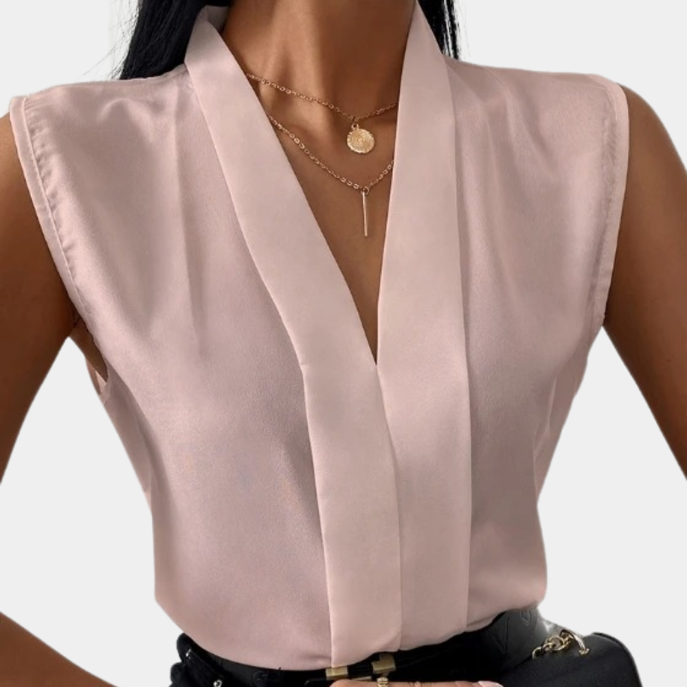 Elegant Stylish Women's Sleeveless Blouse with V-neck