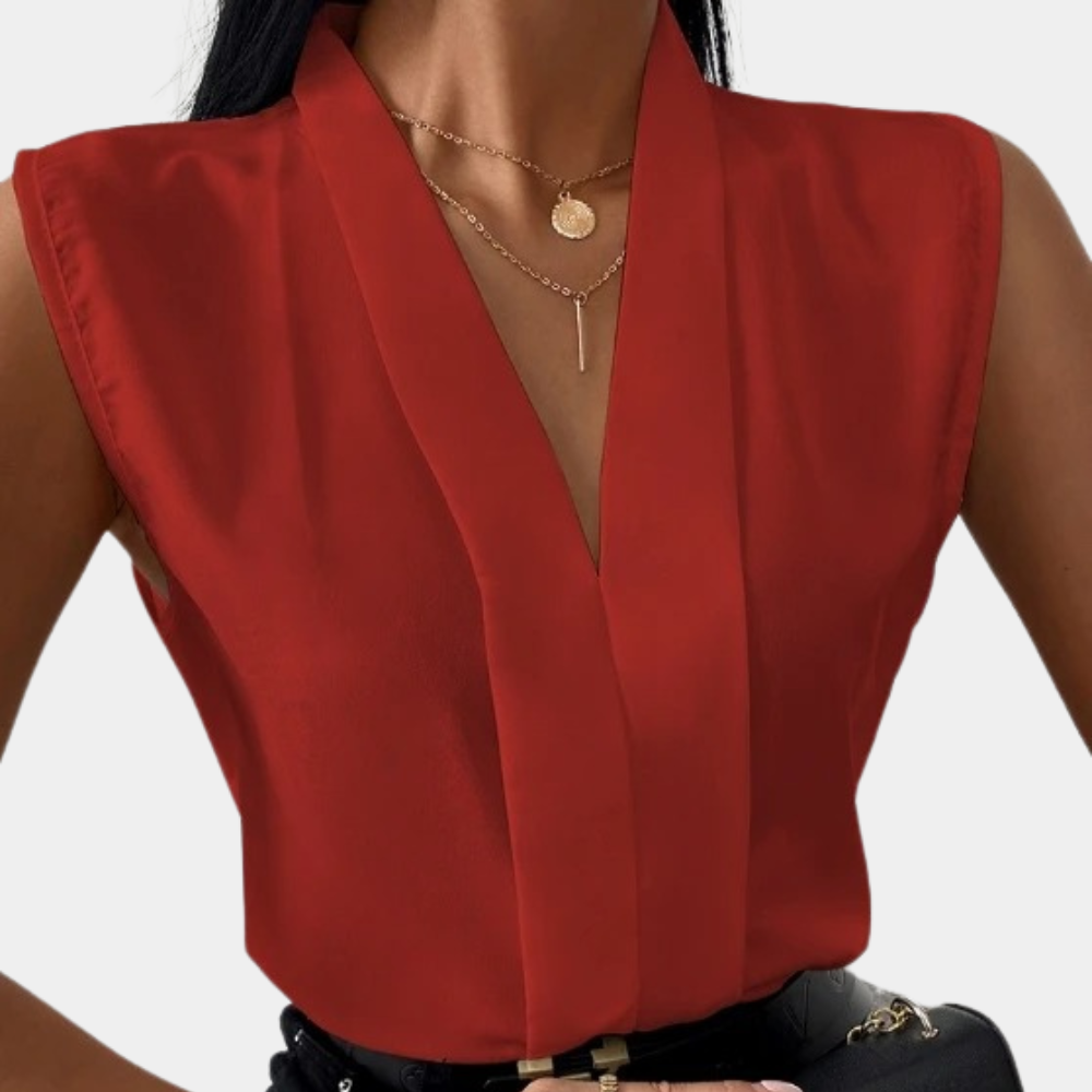 Elegant Stylish Women's Sleeveless Blouse with V-neck