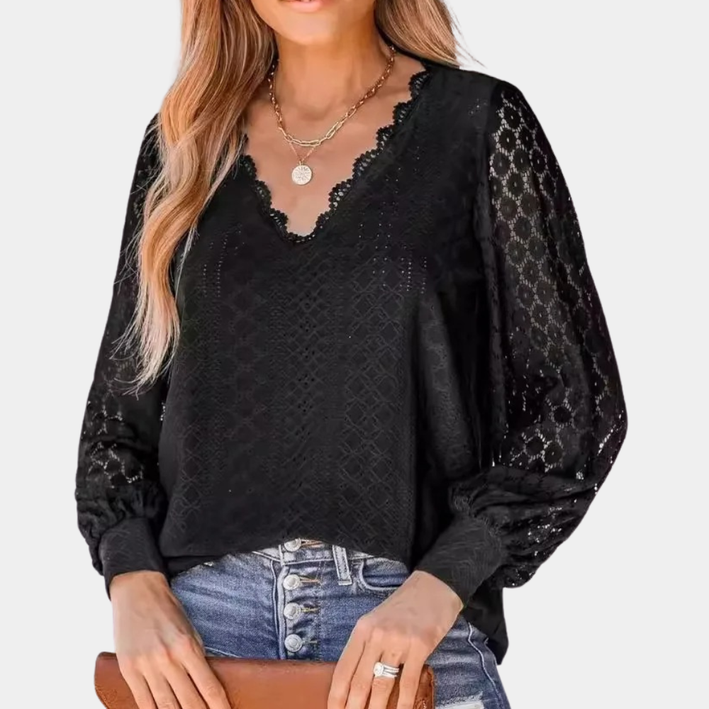 Madelyn | Elegante Witte Kanten Blouse