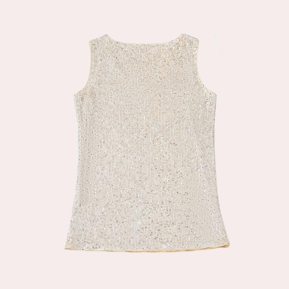 Luxe Glitterende Dames Top met V-hals en Mouwloos