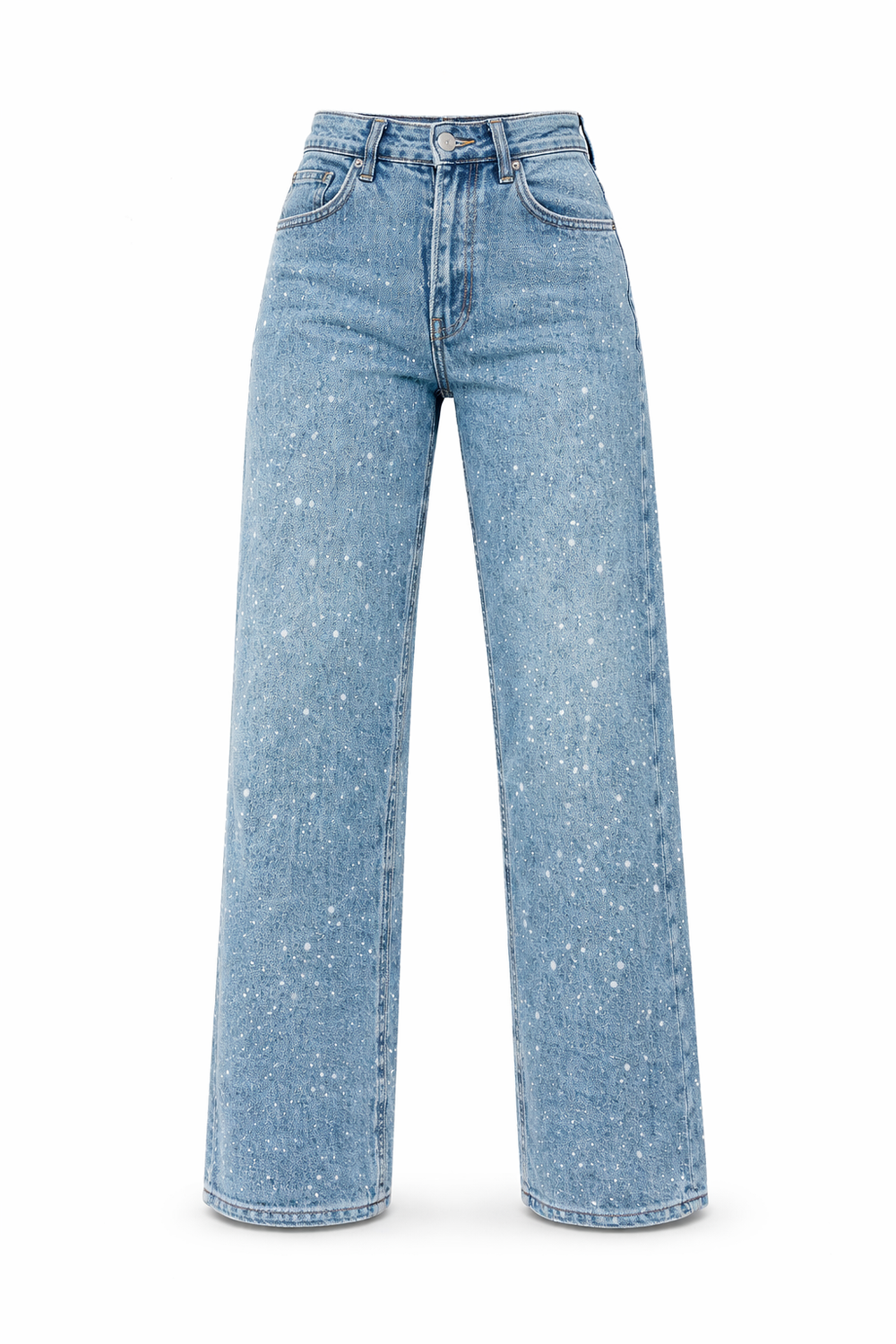 Jean pailleté tendance pour femmes avec taille haute et pantalons larges