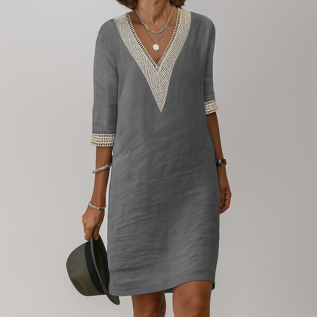 Casual Zomer Mini Jurk Voor Dames Met V Hals En Kantdetails