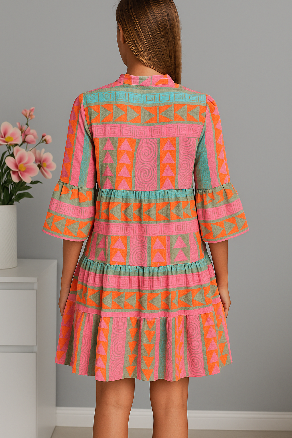 Camryn | Kleurrijke Babydoll Minijurk