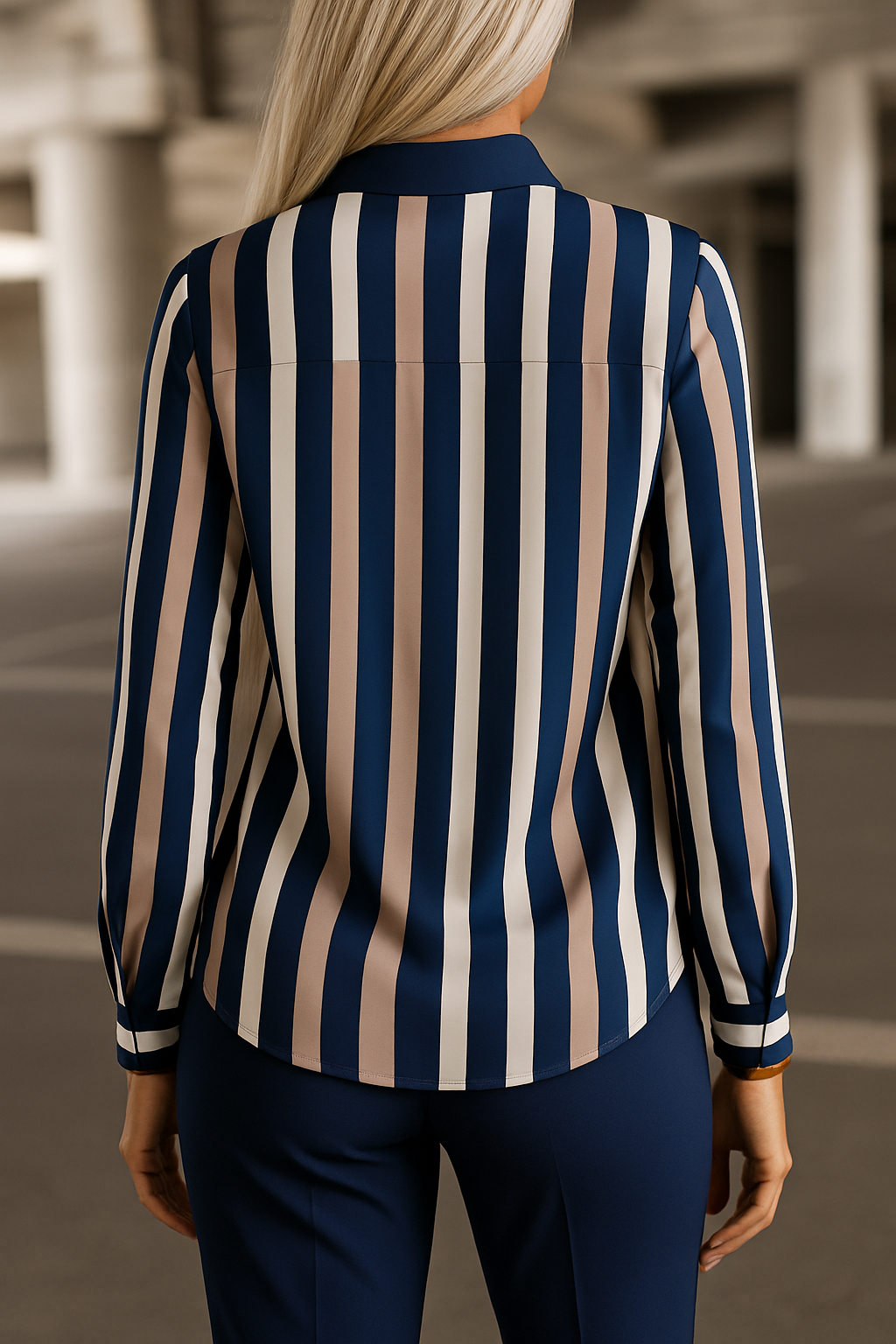 Luxe Dames Blouse met Lange Mouwen en Strepen