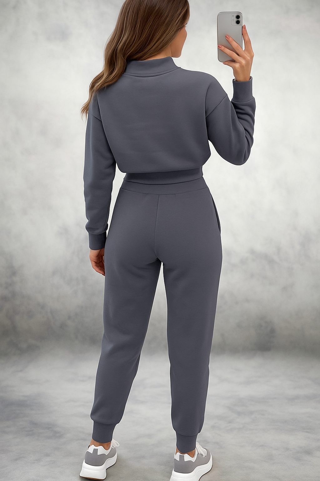 Women's Chic Tracksuit with Long Sleeves and High Waist Pants