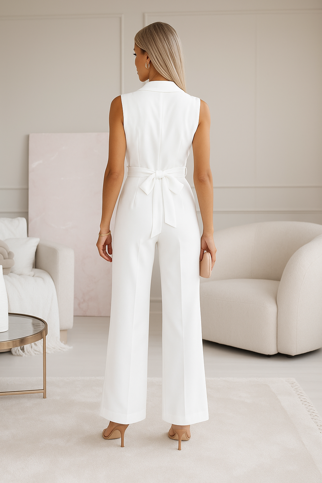 Rowan | Elegante Witte Jumpsuit met Ceintuur