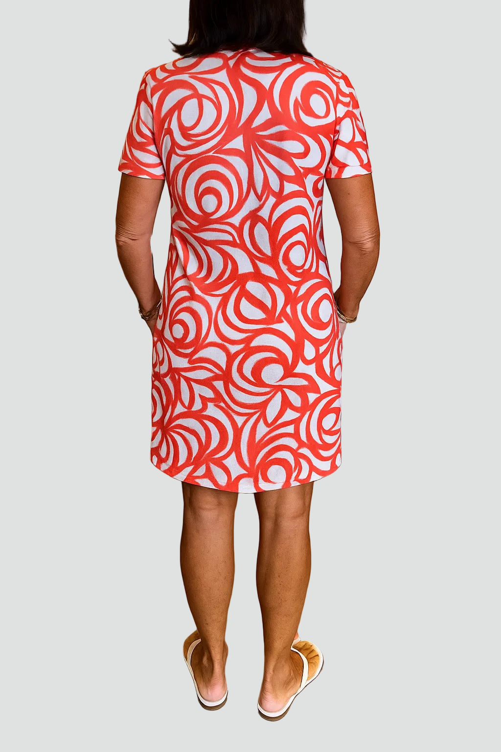 Fabiola | Jurk met Korte Mouwen en Abstracte Print