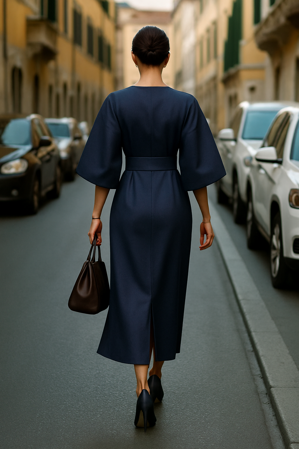 Soraya | Elegant Wide-Sleeve Midi Dress