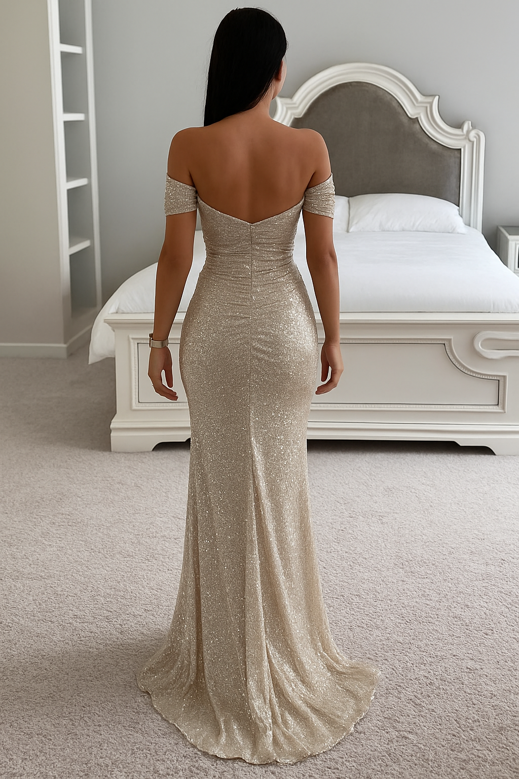 Jaylinn | Galajurken Off-Shoulder Dames Maxi Jurk