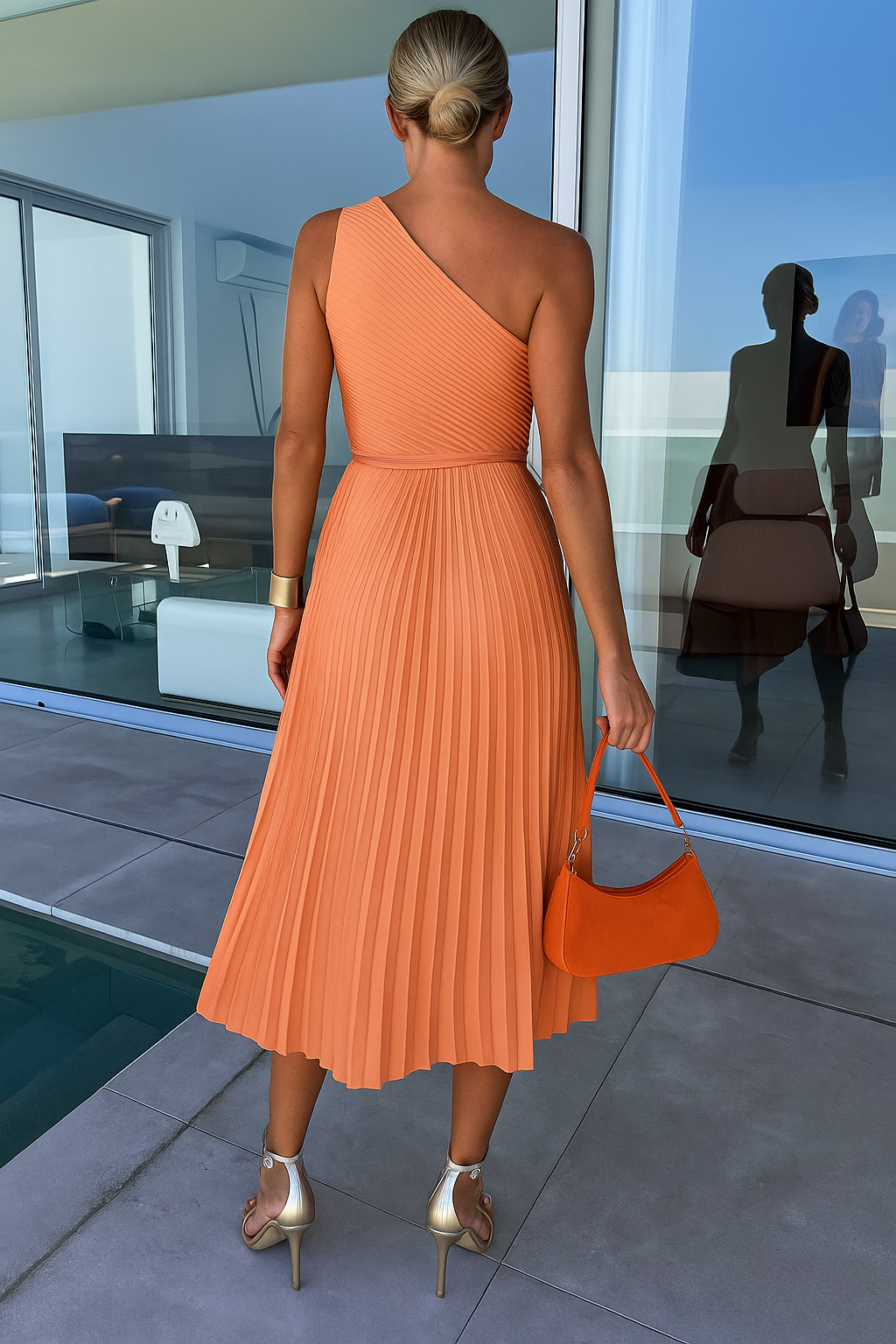 Belda | Elegante Asymmetrische Plissé Jurk