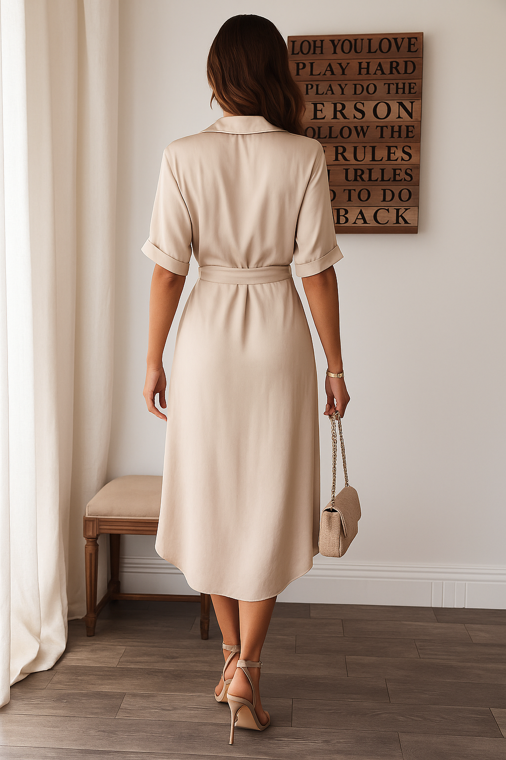 Julietta | Knoop Jurk met Taille Detail voor Dames
