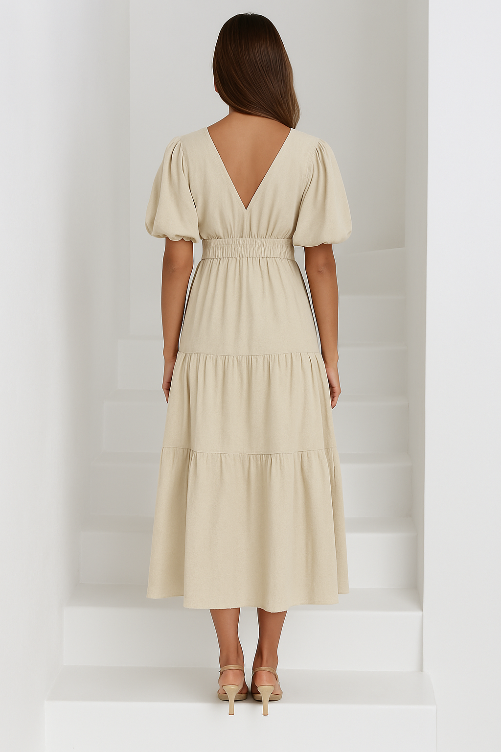 Abiah | Elegant Puff-Sleeve Midi Dress