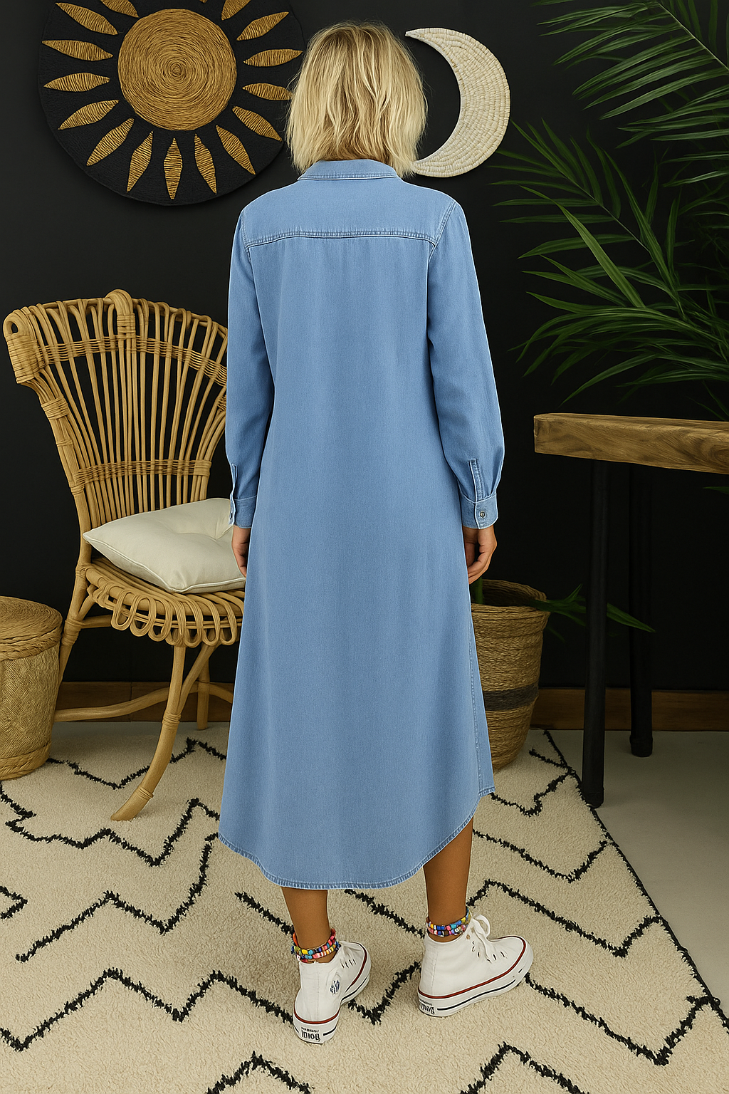 Gwyneth | Denim Tuniek Jurk met Knopen