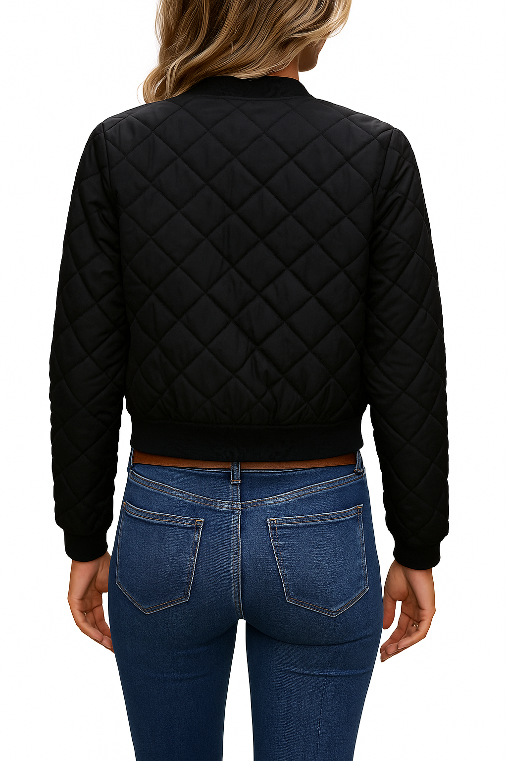 Bomber Jacket for Women with Checkered Pattern