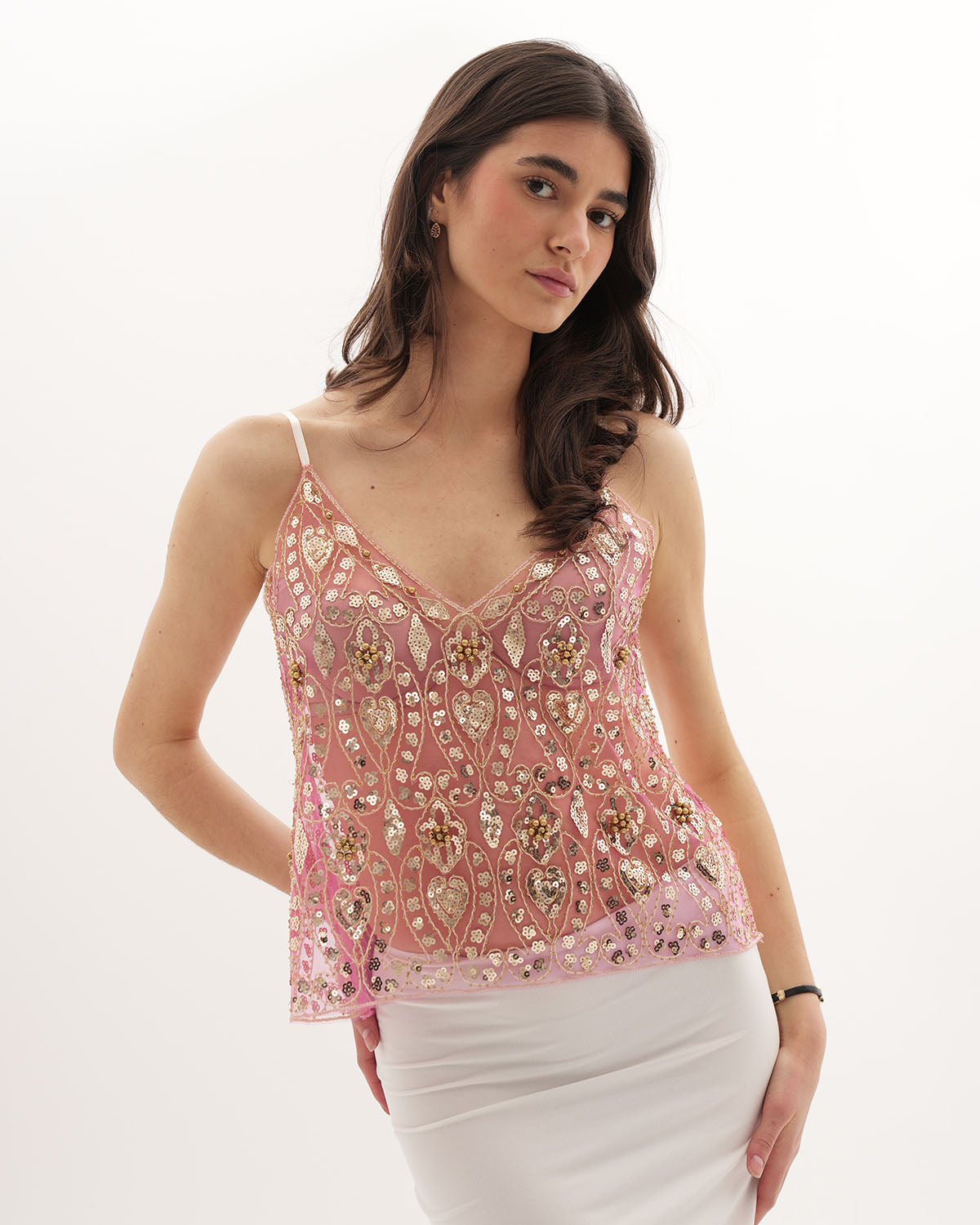 Pailletten Party Top Met Spaghettibandjes Voor Dames