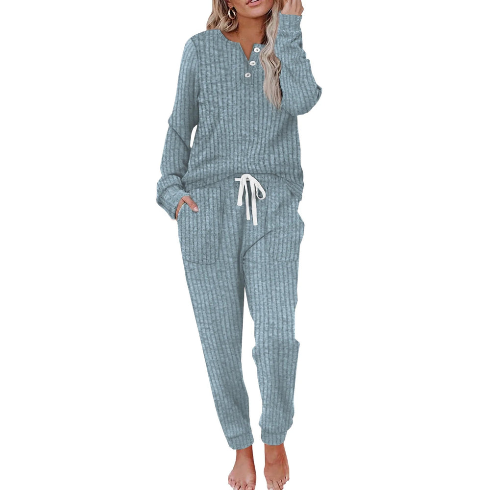 Ensemble loungewear chaud pour femmes avec texture côtelée et pantalon de jogging