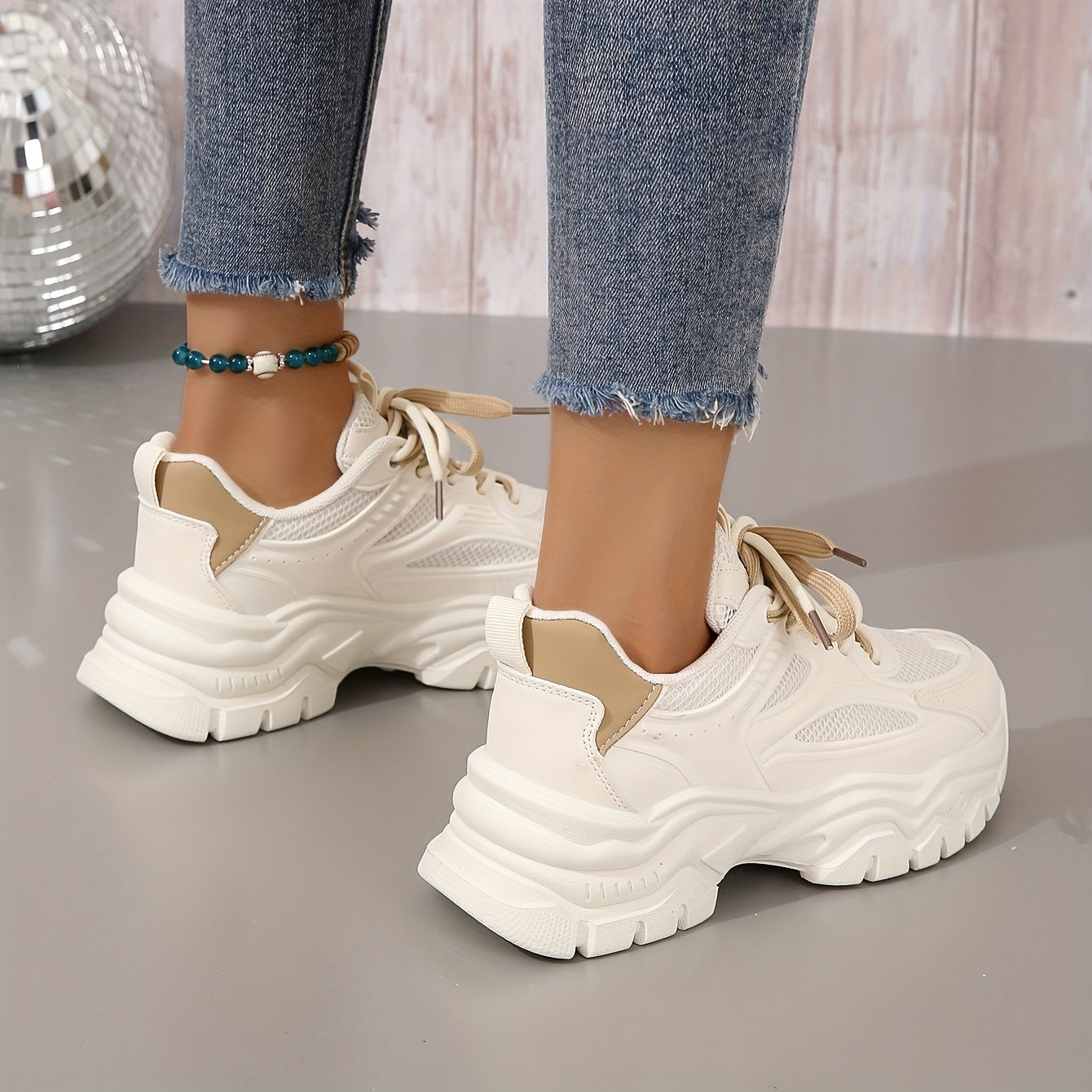 Comfortabele Dames Sneakers met Ademend Mesh en Dikke Zool