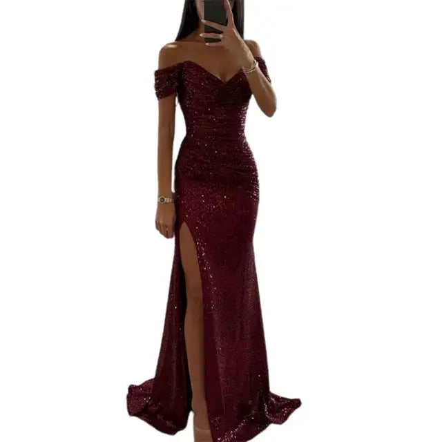 Jaylinn | Galajurken Off-Shoulder Dames Maxi Jurk