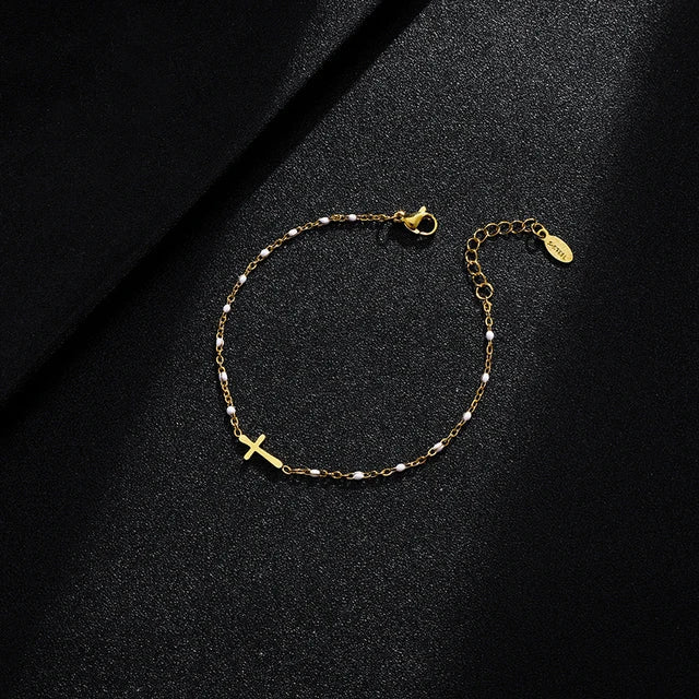 Vajen | Gouden Armband met Kruis