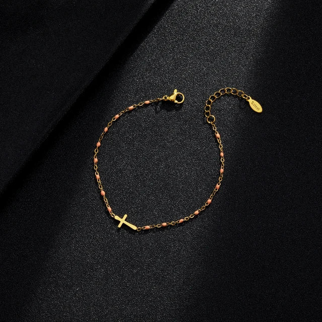 Vajen | Gouden Armband met Kruis