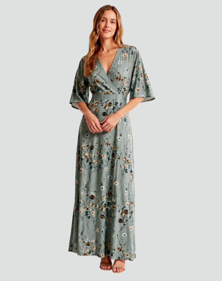 Gala Maxi Jurk Met Bloemenprint En V Hals