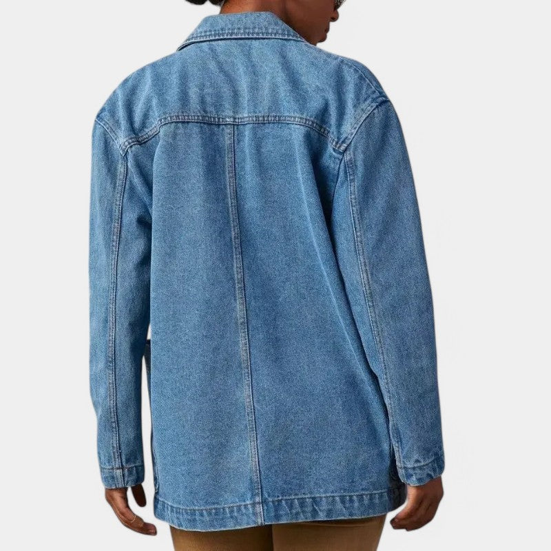 Casual Dames Denim Blazer met Lange Mouwen en Zakken