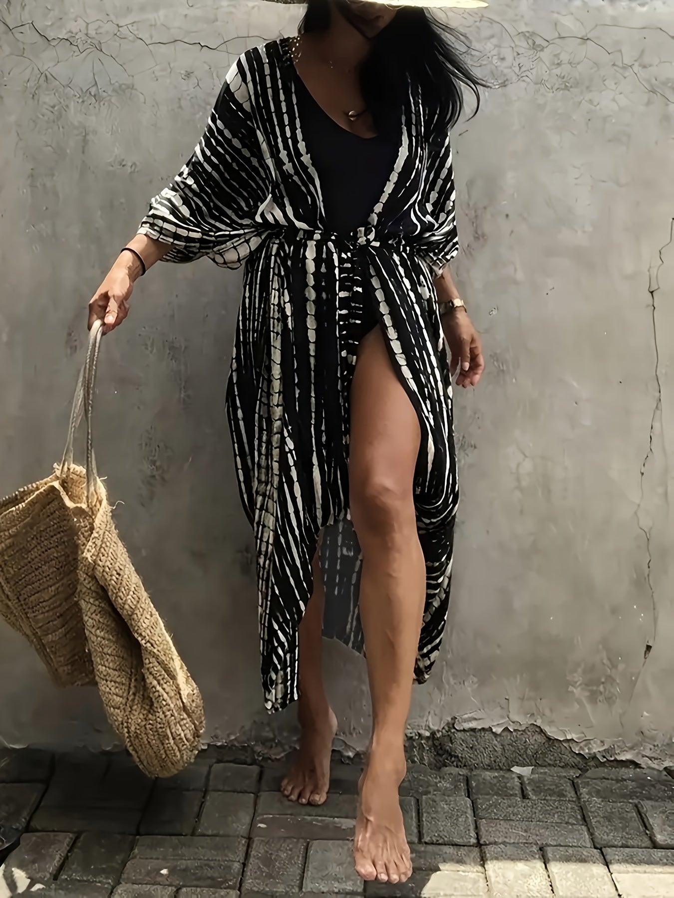 Nolita | Boho Strand Kimono met Abstracte Print