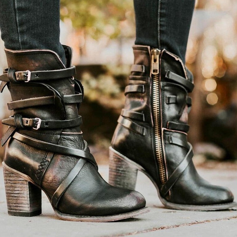 Zahra | Stoere Leren Cowboy Enkellaarzen