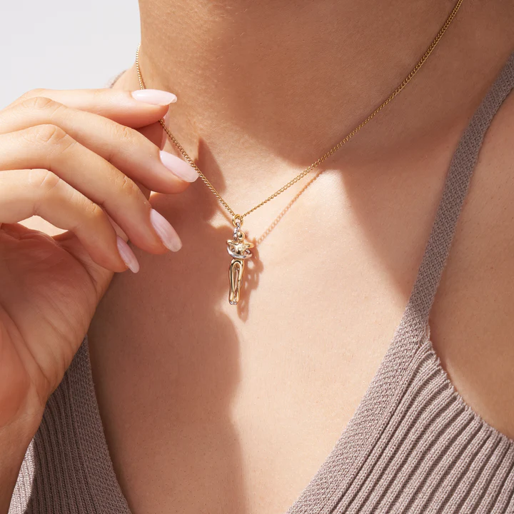 Elegante Dames Ketting met Gouden en Zilveren Hanger