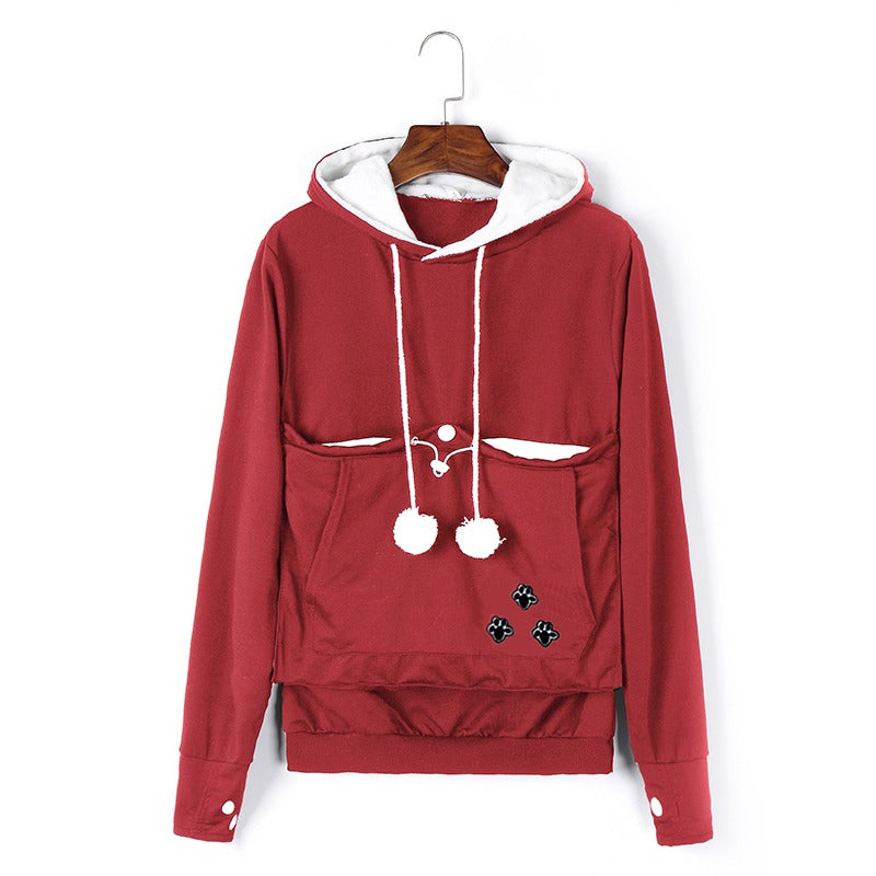 Comfortable Practical Women's Hoodie with Front Pocket for Pets