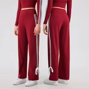 Inge | Comfortabele Rode Wijde Pijpen Broek met Hartjes